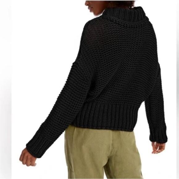 Free People My Only Sunshine Black Chunky Knit Mock Neck Sweater XS - Picture 10 of 10